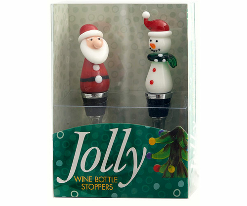 LS Arts WAX-028 Bottle Stoppers - Santa and Snowman