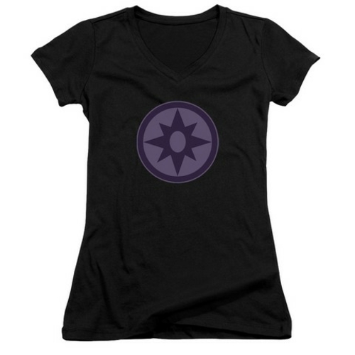 Trevco Green Lantern-Sapphire Symbol Junior V-Neck Tee, Black - La