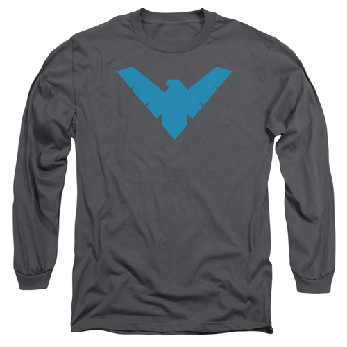 Batman Nightwing Symbol-Long Sleeve Adult T-Shirt, Charcoal - Smal