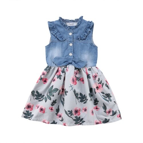  Floral Newborn Kids Baby Girl Denim