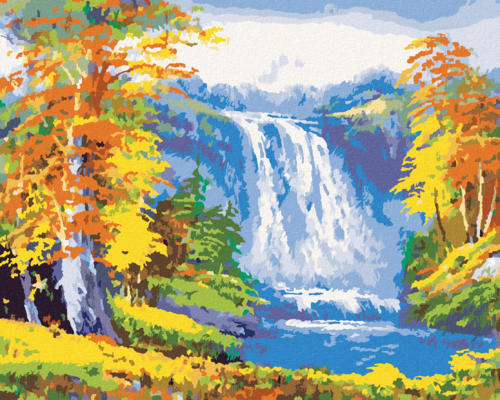 Paint by Numbers - WATERFALL IN THE AUTUMN FOREST