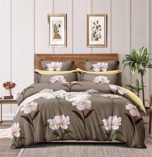Glace Cotton 144TC Double Bedsheet with 2 Pillow Cover (Multi Color)