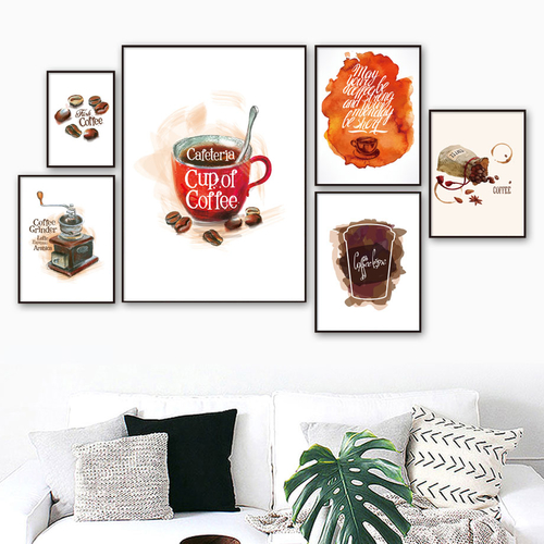 Watercolor Coffee Cup Wall Art Canvas