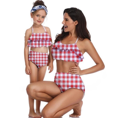 Pudcoco Hot Sale Two Piece Mother Daughter Plaid