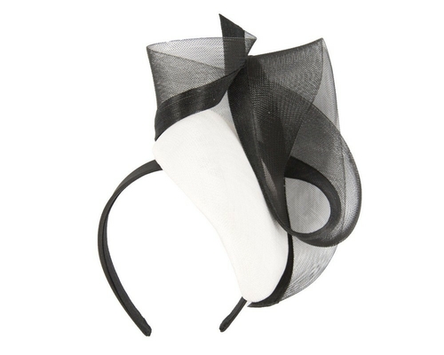 Tall white & black pillbox fascinator