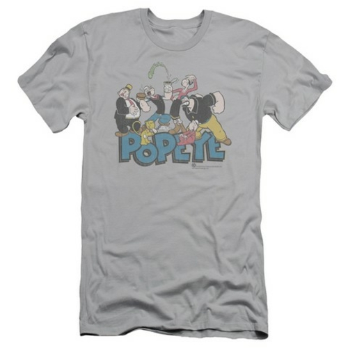 Trevco Popeye-The Gang Short Sleeve Adult 30-1 Tee, Silver - Mediu