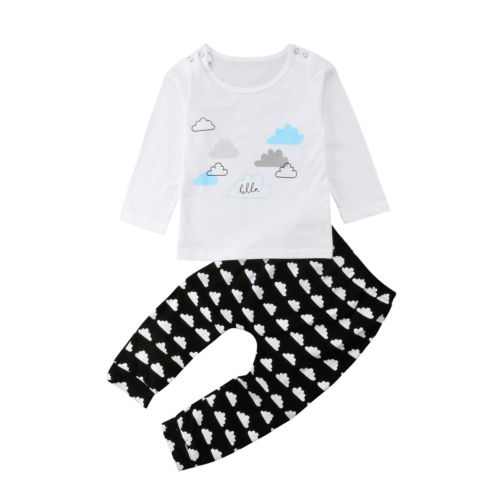 Toddler 2Pcs Kid Baby Girl Boy Cloud Tops