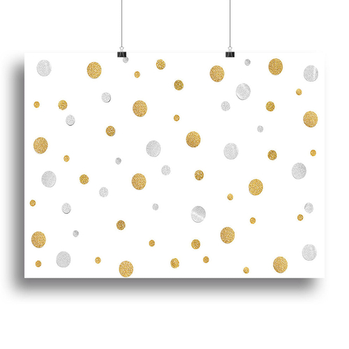 Gold and Silver Glitter Polka Dot Canvas Print or Poster