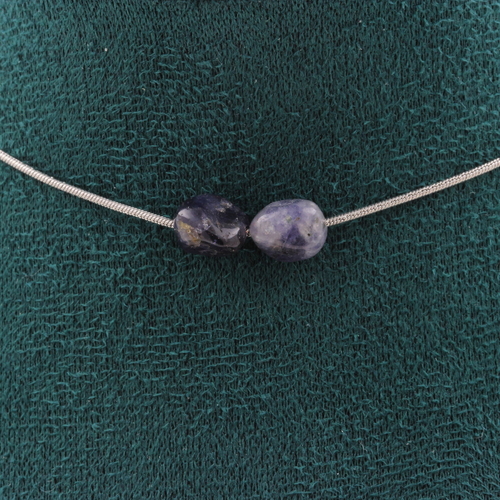 Cordierite Iolite from Madagascar 2 beads necklace.