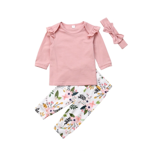 0 24M 3PCS Autumn Warm Lovely Clothes Sets Baby