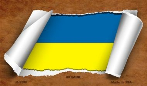 Smart Blonde M-9308 Ukraine Flag Scroll Novelty Metal Magnet