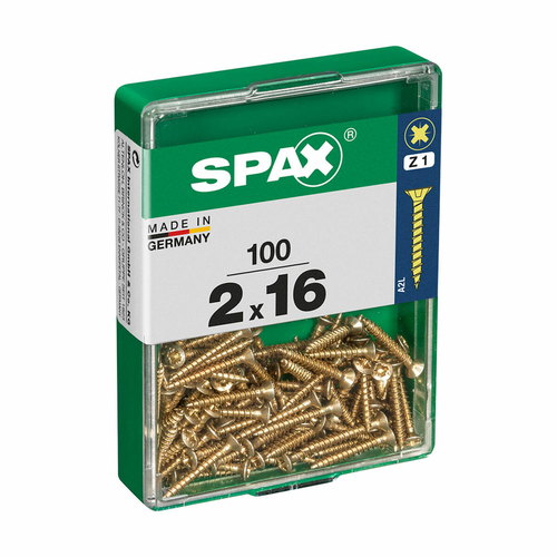 Box of screws SPAX 4081020200162 Flat head 2 x 12 mm 2 x 16 mm 2,0 x