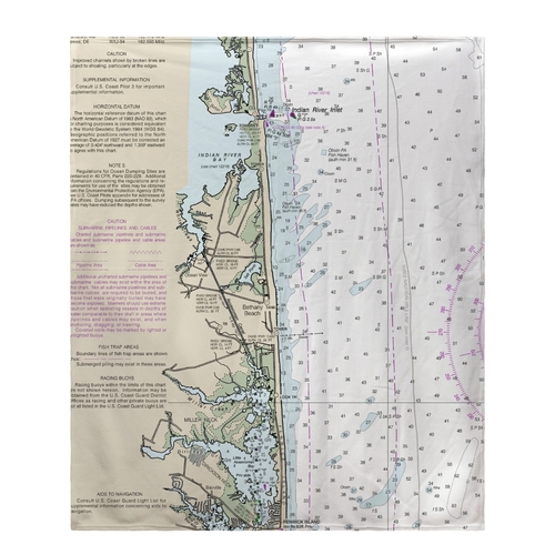 Betsy Drake BK12214BB 50 x 60 in. Bethany Beach, DE Nautical Map F