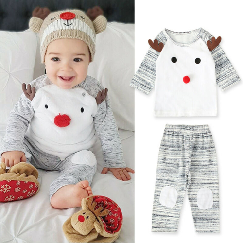 2PCS Cute Christmas Clothes Toddler Baby Boy Girl