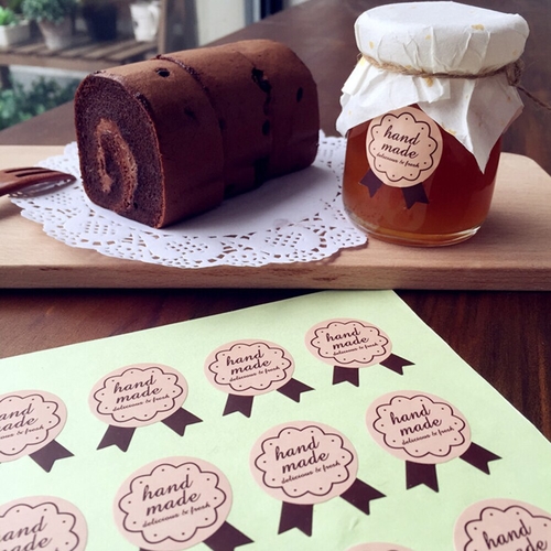 15Pcs HandMade Pink Medal Shape Seal Sticker