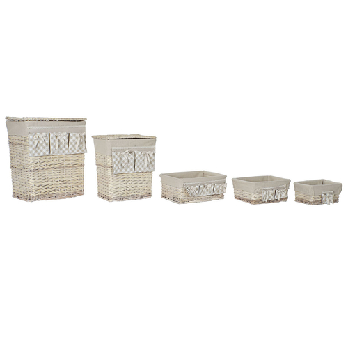Basket set DKD Home Decor Polyester wicker Traditional (47 x 35 x 55