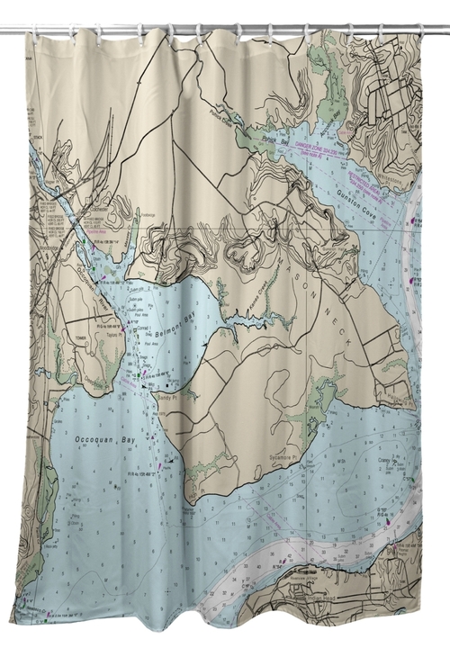 Betsy Drake SH12289OC 70 x 72 in. Occoquan, VA Nautical Map Shower