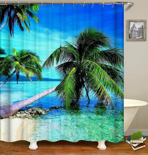 Palm Trees Beach Shower Curtain