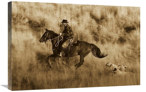 Global Gallery GCS-453700-2030-142 20 x 30 in. Cowboy Riding Horse,