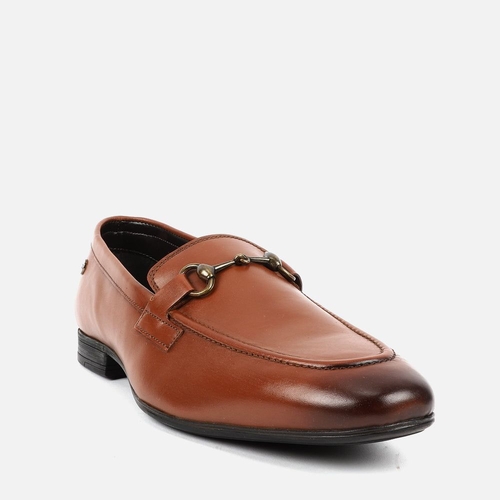 Men Patent Buckle Loafer Shoes (Size-8) (Color-BROWN)