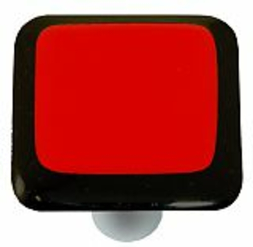 Hot Knobs HK5001-KA Black Border with Brick Red Square Glass Cabinet K