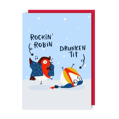 Rockin Robin Funny Christmas Card (Pack of 6)