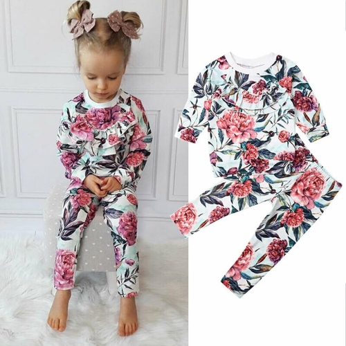 Pudcoco Autumn Infant Baby Girl Kid Flower Print