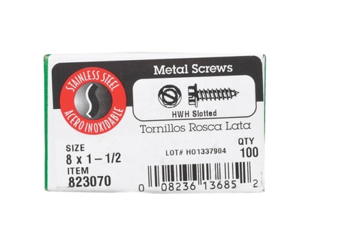 Hillman 823070 8 x 1.5 in. Hex Head Sheet Metal Screws  Stainless Stee