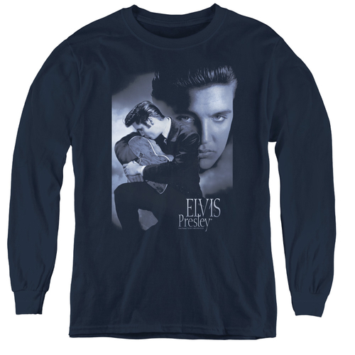 Elvis Presley & Reverent Youth Long Sleeve T-Shirt, Navy - Extra L