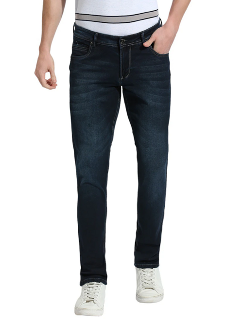 Men's Solid Mid Rise Slim Fit Jean(size34)(ColorNavy Blue)