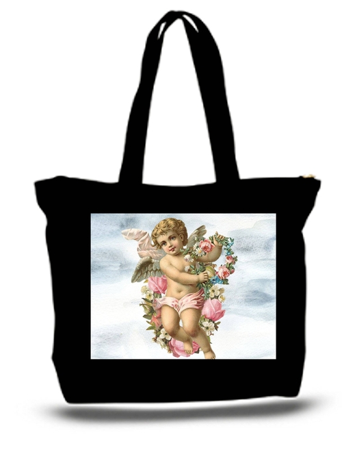 Baby Angel With Wings Large Tote Grocery & Stuff Bag