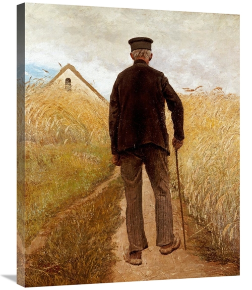 Global Gallery GCS-267169-30-142 30 in. Old Man Walking in a Rye Field