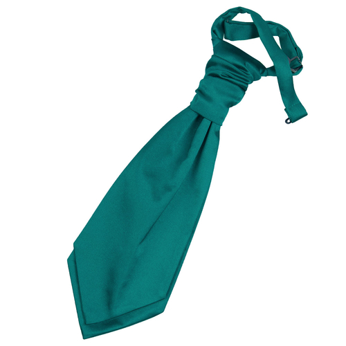Plain Satin Pre-Tied Ruche Cravat - Boys - Teal