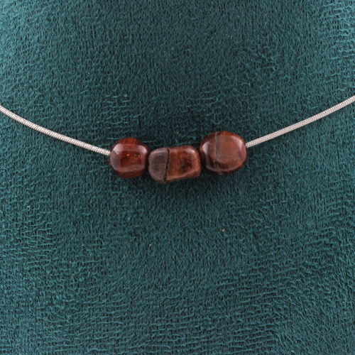 Red Tiger Eye from Brazil 3 beads necklace.