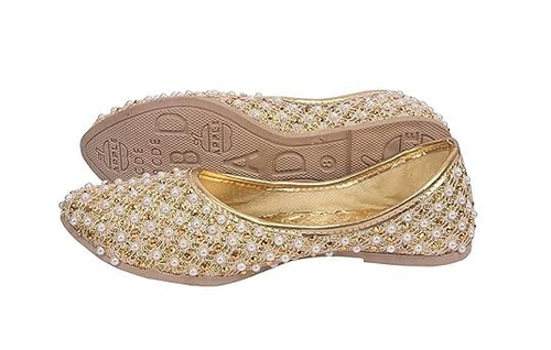 Women Jutti & Mojari Makhhi Pearl Handmade Work (Size-UK-8)