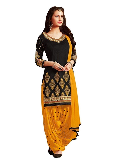 Generic Women's Cotton Salwar Material (Black and