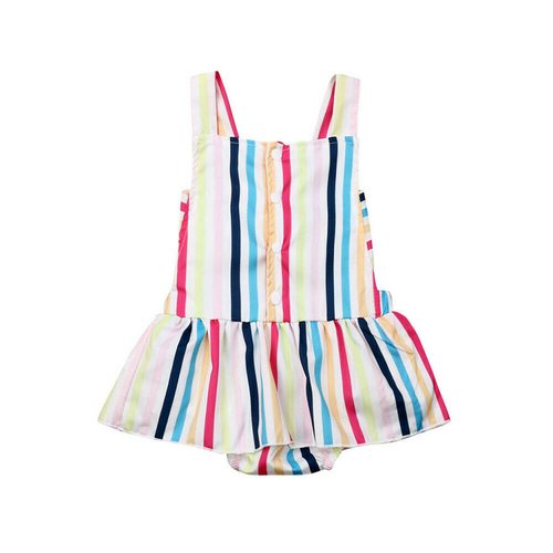 0 24M Cute Newborn Cotton Rainbow Striped Romper