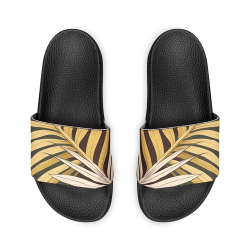 Youth Slip-on Slide Sandals, Palm Tree Leaves Pattern