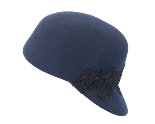 Large navy felt cap