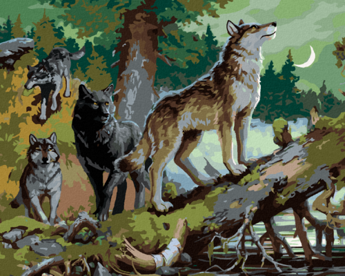 Zuty - Paint by Numbers - PACK OF WOLVES (IMAGE WORLD), 40x50 cm