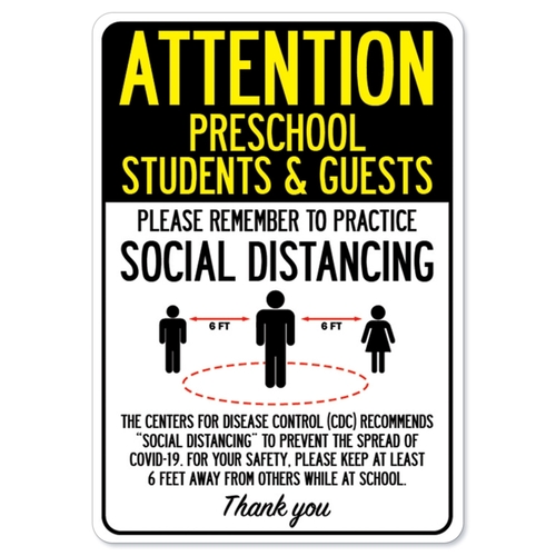 SignMission OS-NS-D-1014-25388 Covid-19 Notice Sign - Attention Presch