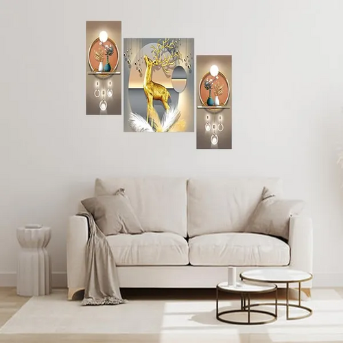 Set of 3 Scenery 3D Framed Wall Paintings For Living Room Big Size,