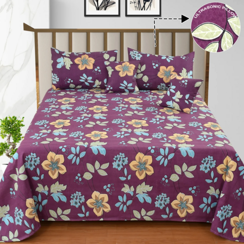 Printed Quilted Bedsheet with matching pillow cover KING SIZE