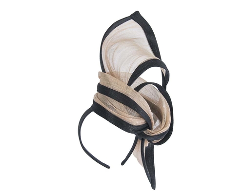 Exclusive nude & black tall fascinator for  Cup races