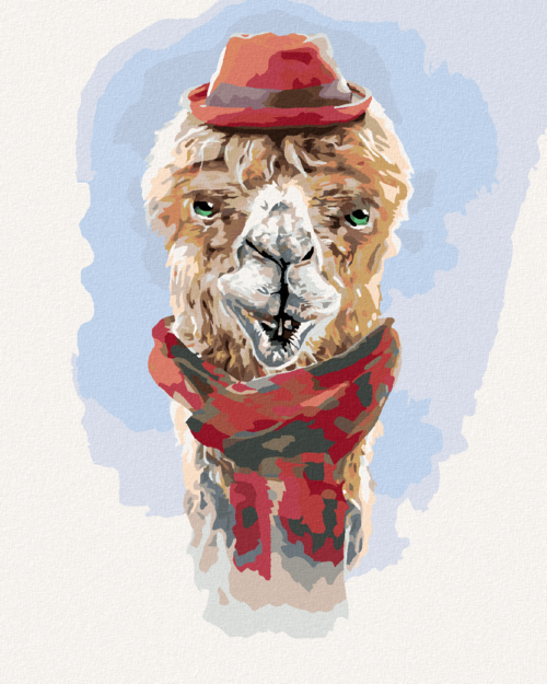 Zuty - Paint by Numbers - LLAMA WITH A RED HAT AND SCARF (LARRY