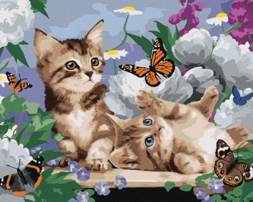 Paint by Numbers - KITTENS, BUTTERFLIES AND PEONIES (HOWARD ROBINSON)