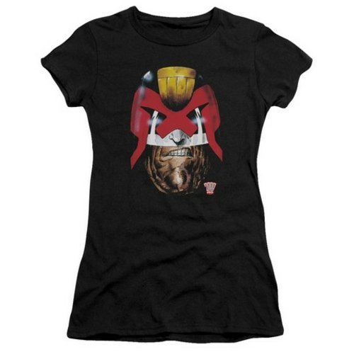 Trevco Judge Dredd-Dredds Head Short Sleeve Junior Sheer Tee- Black - 