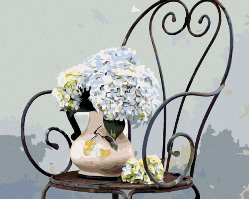 Paint by Numbers - HYDRANGEAS IN A VASE ON A CHAIR