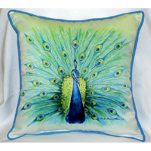 Betsy Drake HJ758 Peacock Art Only Pillow 18"x18"