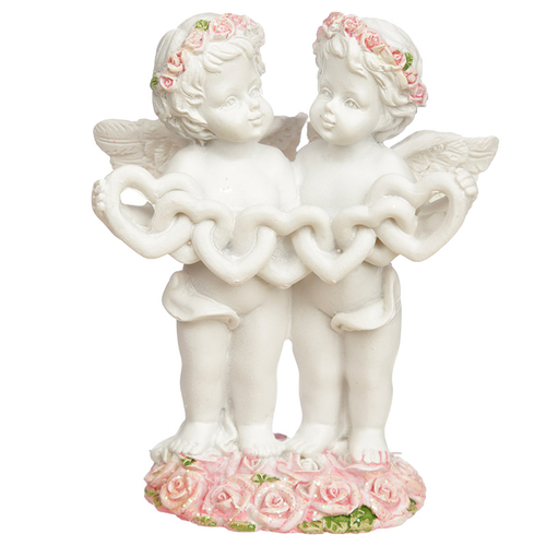 Collectable Cherub Pair with Heart Chain